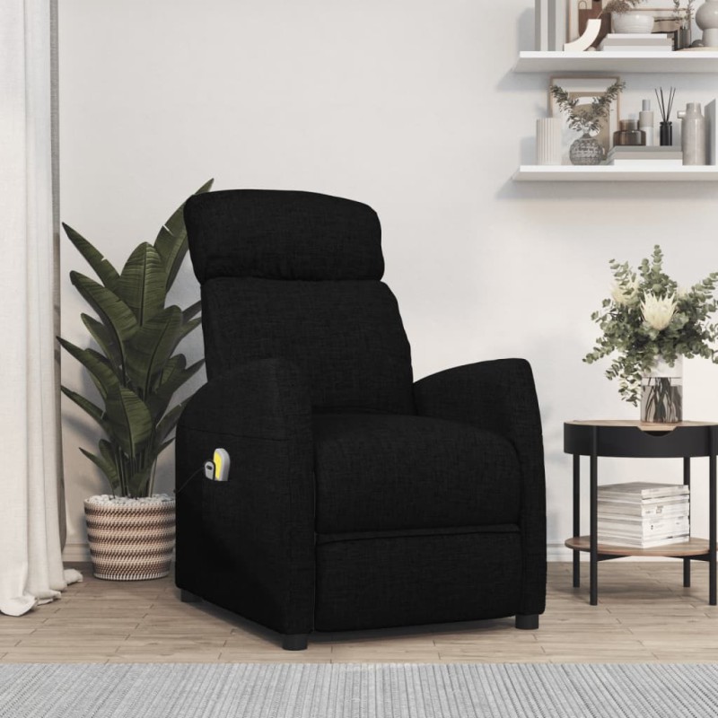 vidaXL Massagesessel Elektrisch Schwarz Stoff vidaXL Massagesessel Elektrisch Schwarz Stoff