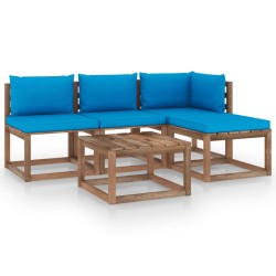 vidaXL 5-tlg. Garten-Lounge-Set aus Paletten mit Kissen Kiefernholz