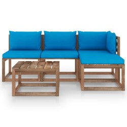 vidaXL 5-tlg. Garten-Lounge-Set aus Paletten mit Kissen Kiefernholz