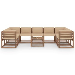 vidaXL 10-tlg. Garten-Lounge-Set mit Kissen in Beige