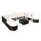 12-tlg. Garten-Lounge-Set mit Auflagen Poly Rattan Schwarz 12-tlg. Garten-Lounge-Set mit Auflagen Poly Rattan Schwarz