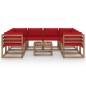vidaXL 9-tlg. Garten-Lounge-Set mit Kissen in Rot vidaXL 9-tlg. Garten-Lounge-Set mit Kissen in Rot