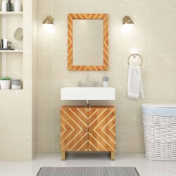 vidaXL 2-tlg. Badschrank-Set Braun und Schwarz Massivholz Mango