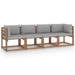 vidaXL Garten-Palettensofa 4-Sitzer mit Kissen Kiefernholz