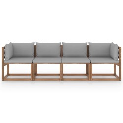 vidaXL Garten-Palettensofa 4-Sitzer mit Kissen Kiefernholz