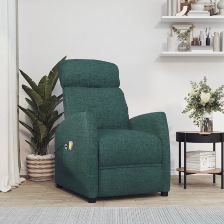 vidaXL Elektrischer Massagesessel Dunkelgrün Stoff