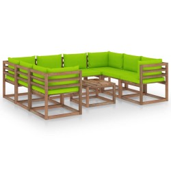 vidaXL 9-tlg. Garten-Lounge-Set mit Kissen in Hellgrün