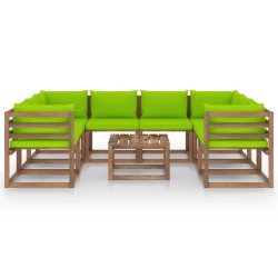 vidaXL 9-tlg. Garten-Lounge-Set mit Kissen in Hellgrün