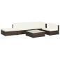 6-tlg. Garten-Lounge-Set mit Auflagen Poly Rattan Braun 6-tlg. Garten-Lounge-Set mit Auflagen Poly Rattan Braun