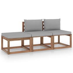 vidaXL 3-tlg. Garten-Lounge-Set aus Paletten mit Kissen Kiefernholz