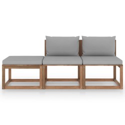 vidaXL 3-tlg. Garten-Lounge-Set aus Paletten mit Kissen Kiefernholz