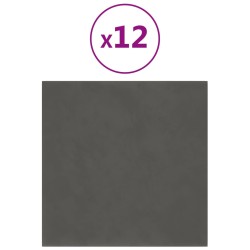 vidaXL Wandpaneele 12 Stk. Dunkelgrau 30x30 cm Samt 1,08 m²