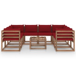 vidaXL 9-tlg. Garten-Lounge-Set mit Kissen in Weinrot