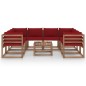vidaXL 9-tlg. Garten-Lounge-Set mit Kissen in Weinrot vidaXL 9-tlg. Garten-Lounge-Set mit Kissen in Weinrot
