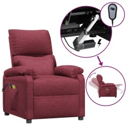 vidaXL Massagesessel Elektrisch Weinrot Stoff