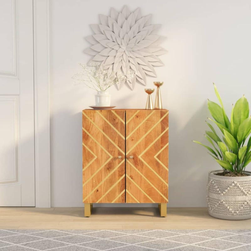 vidaXL Beistellschrank Braun und Schwarz 60x33,5x75cm Massivholz Mango vidaXL Beistellschrank Braun und Schwarz 60x33,5x75cm Massivholz Mango