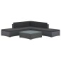 6-tlg. Garten-Lounge-Set mit Auflagen Poly Rattan Schwarz 6-tlg. Garten-Lounge-Set mit Auflagen Poly Rattan Schwarz