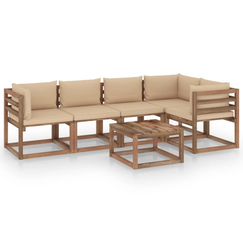 vidaXL 6-tlg. Garten-Lounge-Set aus Paletten mit Kissen Kiefernholz vidaXL 6-tlg. Garten-Lounge-Set aus Paletten mit Kissen Kiefernholz