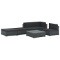 6-tlg. Garten-Lounge-Set mit Auflagen Poly Rattan Schwarz 6-tlg. Garten-Lounge-Set mit Auflagen Poly Rattan Schwarz