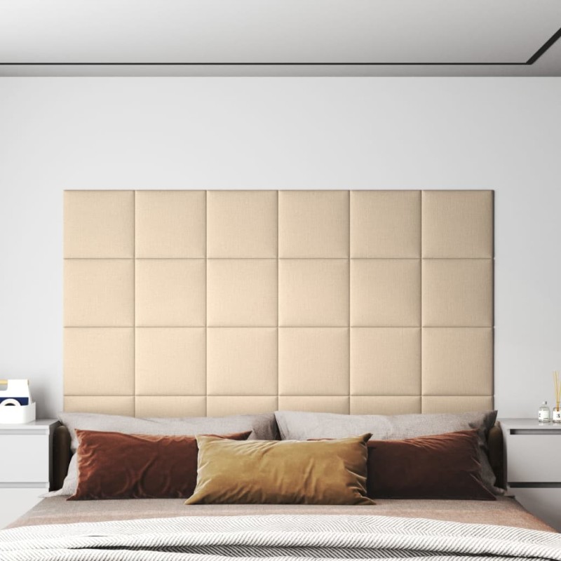 vidaXL Wandpaneele 12 Stk. Creme 30x30 cm Stoff 1,08 m² vidaXL Wandpaneele 12 Stk. Creme 30x30 cm Stoff 1,08 m²