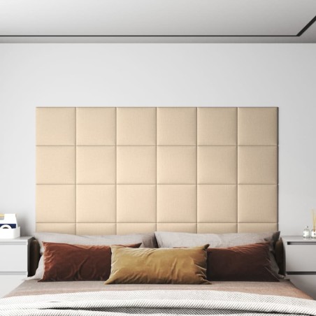 vidaXL Wandpaneele 12 Stk. Creme 30x30 cm Stoff 1,08 m²