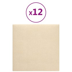 vidaXL Wandpaneele 12 Stk. Creme 30x30 cm Stoff 1,08 m²