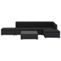 6-tlg. Garten-Lounge-Set mit Auflagen Poly Rattan Schwarz 6-tlg. Garten-Lounge-Set mit Auflagen Poly Rattan Schwarz