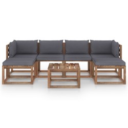 vidaXL 7-tlg. Garten-Lounge-Set aus Paletten mit Kissen Kiefernholz