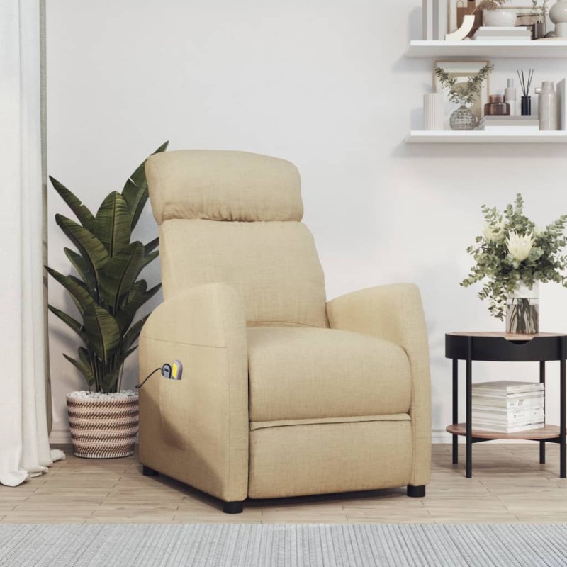 vidaXL Massagesessel Elektrisch Creme Stoff vidaXL Massagesessel Elektrisch Creme Stoff