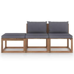 vidaXL 3-tlg. Garten-Lounge-Set aus Paletten mit Kissen Kiefernholz