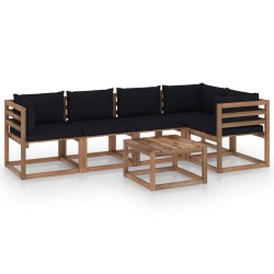 vidaXL 6-tlg. Garten-Lounge-Set aus Paletten mit Kissen Kiefernholz