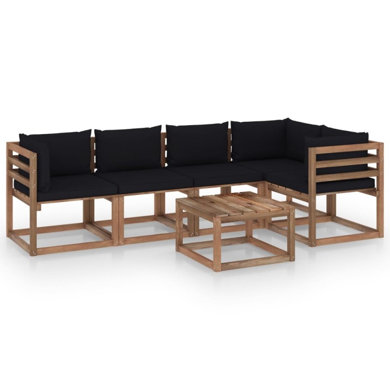 vidaXL 6-tlg. Garten-Lounge-Set aus Paletten mit Kissen Kiefernholz vidaXL 6-tlg. Garten-Lounge-Set aus Paletten mit Kissen Kiefernholz