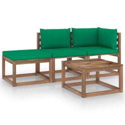 vidaXL 4-tlg. Garten-Lounge-Set aus Paletten mit Kissen Kiefernholz