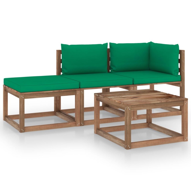 vidaXL 4-tlg. Garten-Lounge-Set aus Paletten mit Kissen Kiefernholz vidaXL 4-tlg. Garten-Lounge-Set aus Paletten mit Kissen Kiefernholz