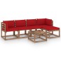 vidaXL 6-tlg. Garten-Lounge-Set mit Roten Kissen vidaXL 6-tlg. Garten-Lounge-Set mit Roten Kissen