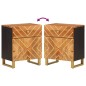 vidaXL Nachttisch Braun und Schwarz 50x33x60 cm Massivholz Mango