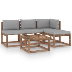 vidaXL 5-tlg. Garten-Lounge-Set aus Paletten mit Kissen Kiefernholz