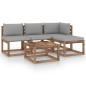 vidaXL 5-tlg. Garten-Lounge-Set aus Paletten mit Kissen Kiefernholz vidaXL 5-tlg. Garten-Lounge-Set aus Paletten mit Kissen Kiefernholz