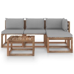 vidaXL 5-tlg. Garten-Lounge-Set aus Paletten mit Kissen Kiefernholz