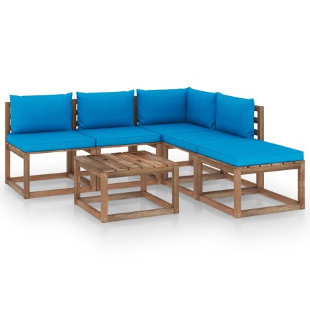 vidaXL 6-tlg. Garten-Lounge-Set aus Paletten mit Kissen Kiefernholz