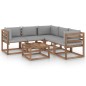 vidaXL 6-tlg. Garten-Lounge-Set mit Kissen in Grau Kiefernholz vidaXL 6-tlg. Garten-Lounge-Set mit Kissen in Grau Kiefernholz