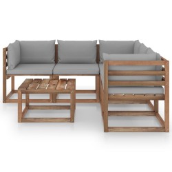 vidaXL 6-tlg. Garten-Lounge-Set mit Kissen in Grau Kiefernholz