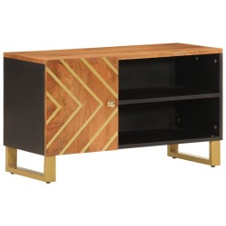 vidaXL TV-Schrank Braun und Schwarz 80x31,5x46 cm Massivholz Mango