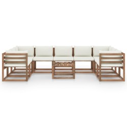 vidaXL 10-tlg. Garten-Lounge-Set mit Kissen in Creme