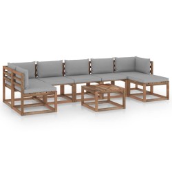 vidaXL 8-tlg. Garten-Lounge-Set mit Kissen in Grau