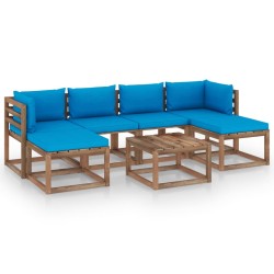 vidaXL 7-tlg. Garten-Lounge-Set aus Paletten mit Kissen Kiefernholz