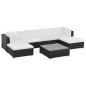 vidaXL 7-tlg. Garten-Lounge-Set mit Auflagen Poly Rattan Schwarz vidaXL 7-tlg. Garten-Lounge-Set mit Auflagen Poly Rattan Schwarz