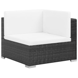 vidaXL 7-tlg. Garten-Lounge-Set mit Auflagen Poly Rattan Schwarz