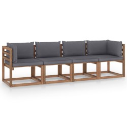 vidaXL Garten-Palettensofa 4-Sitzer mit Kissen Kiefernholz
