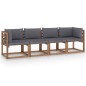 vidaXL Garten-Palettensofa 4-Sitzer mit Kissen Kiefernholz vidaXL Garten-Palettensofa 4-Sitzer mit Kissen Kiefernholz